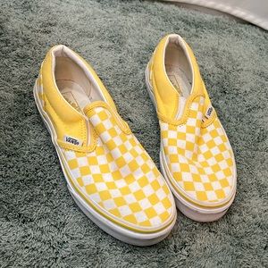 Kids yellow vans slip ons
